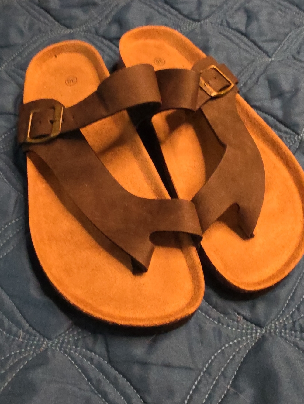 Women's Brown Suede Toe-Loop Sandals